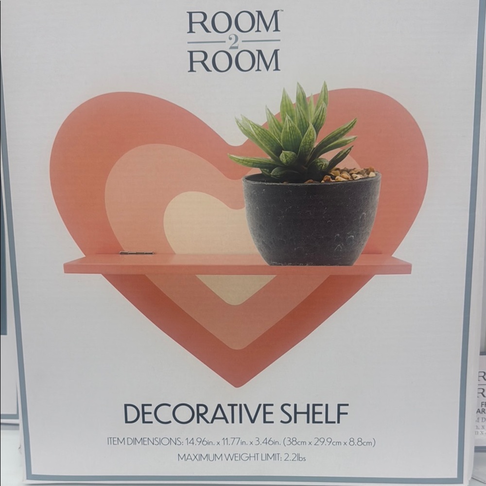 Pink and Orange Heart Display Shelf Wall Decor